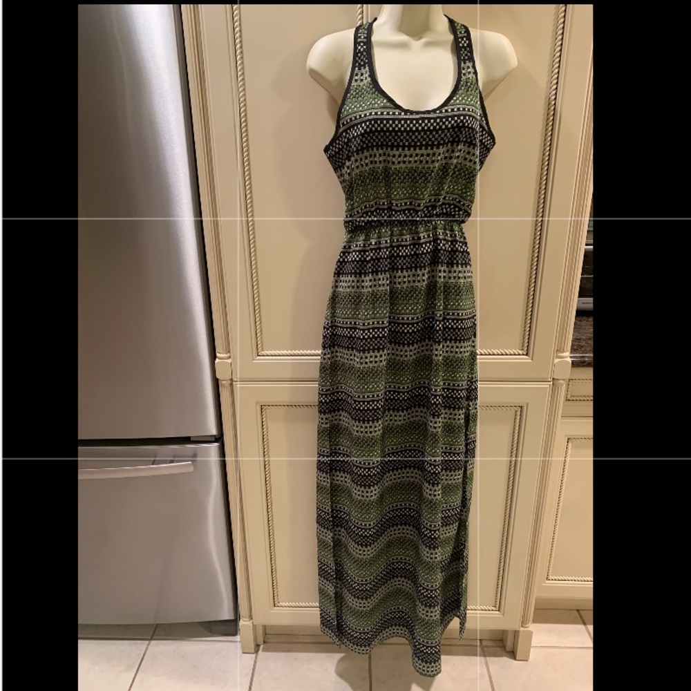 Wayf Green Print Racerback Maxi Dress XS Summer